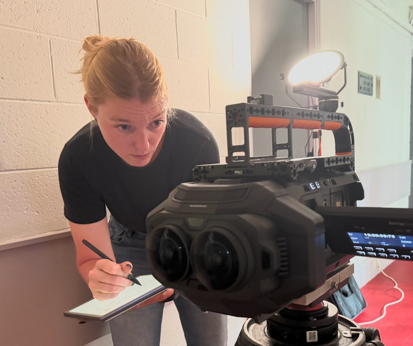Linda Waaijer working with an immersive Blackmagic camera system